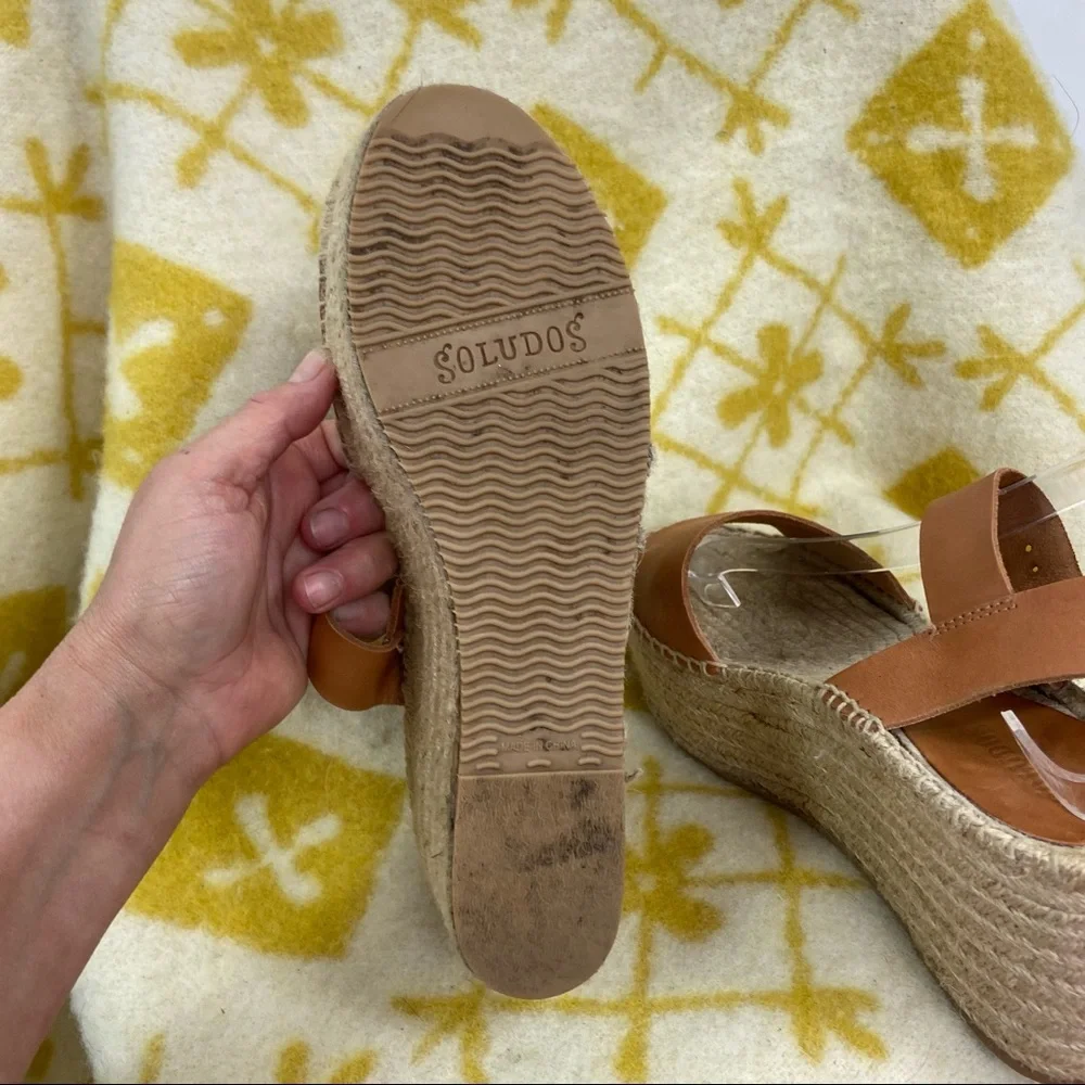 Soludos Minorca Leather Espadrille Platform Sandals size 8